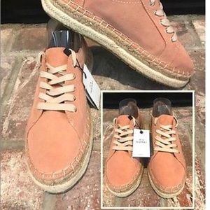 Zara pink split suede bluchers flats size 5 new